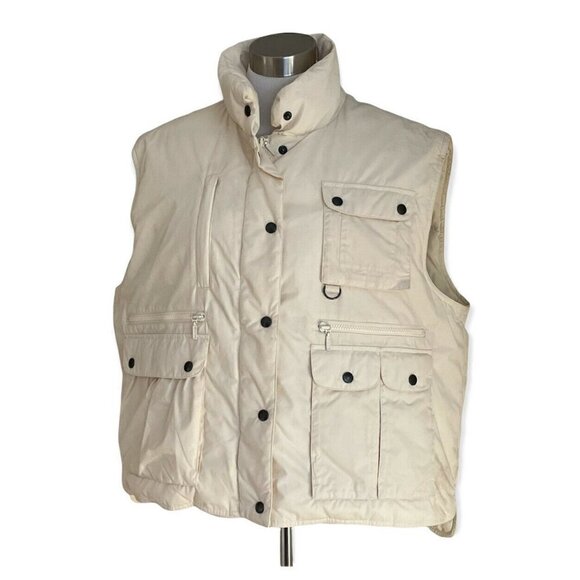 Eddie Bauer Vintage Womens XL Eggshell Goosedown Down Puffer Vest 90s Streetwear - Picture 3 of 5
